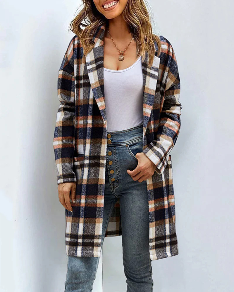 Casual Plaid Long Sleeve Flannel Coat Button Down Fall Jacket Shacket | Zeagoo