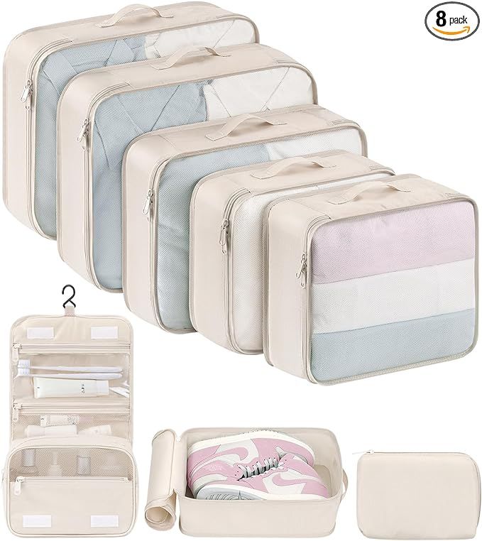 DIMJ Packing Cubes for Suitcase, 8 Pcs Packing Cubes for Travel Lightweight Travel Packing Organi... | Amazon (US)