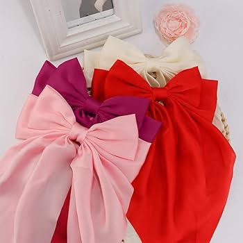 Women's Hair Bow, Silky Satin Hair Bow 4Pcs - Oversized Long Tail Bow Hair Clips, Large Hair Ribb... | Amazon (US)