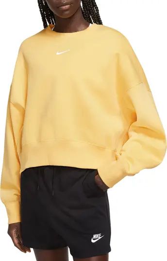 Nike Fleece Crewneck Sweatshirt in Black/Sail at Nordstrom, Size Xx-Large Regular | Nordstrom