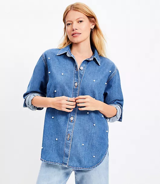 Loft Pearlized Denim Everyday Shirt | LOFT