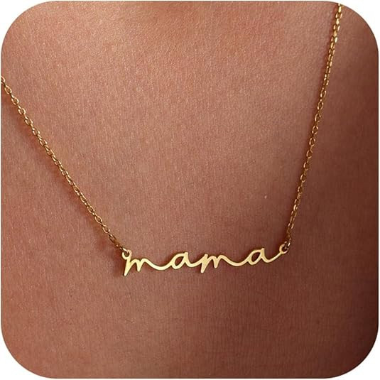 SLOONG Mama Necklaces for Women, Gifts for Mother, 14K Gold Plated Dainty Necklace Non Tarnish Je... | Amazon (US)