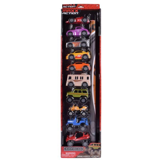 Maxx Action Mini Race and Off Road Vehicles w/ Play Mat – 10pk | Target