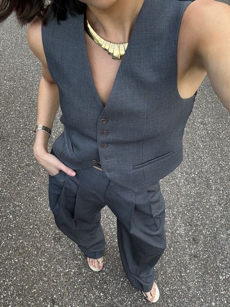 Such a go to dress outfit of mine- I wear xs in the vest and small in the pants 

#LTKstyletip #LTKshoecrush #LTKover40