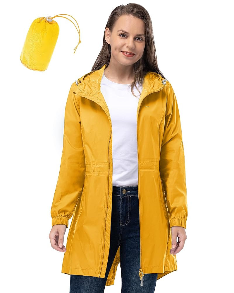 33,000ft Women's Waterproof Long Rain Coats Packable Rain Jacket with Hood Trench Coats Windbreak... | Amazon (US)