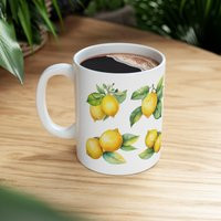 Lemon Ceramic Coffee Mug - Refreshing Illustration Citrus-Themed Drinkware For Kitchen Decor & Lover | Etsy (US)