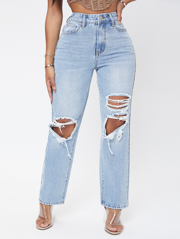 SHEIN SXY High Waist Ripped Jeans | SHEIN