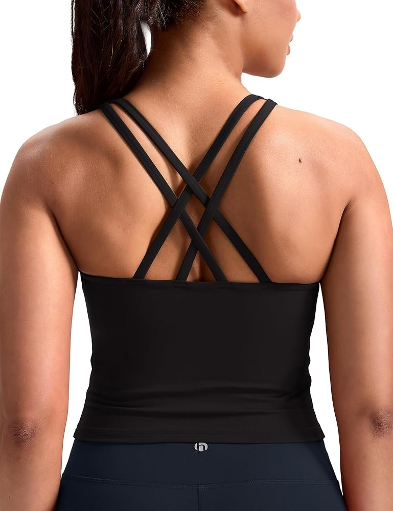 HeyNuts Longline Zeal Bras Medium Impact Wirefree Sports Bras Workout Crop Tank Tops with Removab... | Amazon (US)