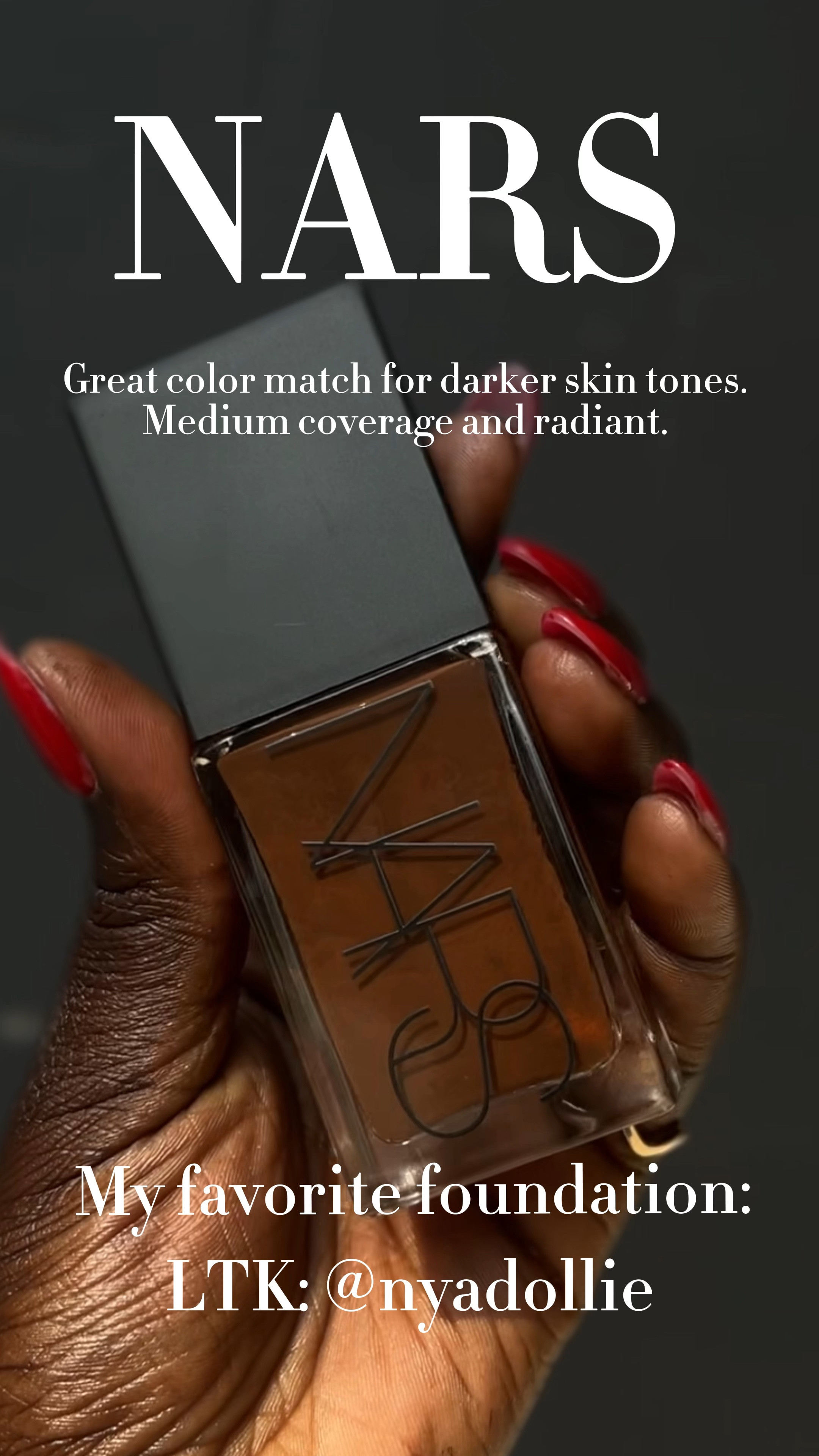 NARS Light Reflecting Foundation 
Favorite foundation great for darkskin tones, lightweight,
perfect match and medium coverage 

#LTKfit #LTKbrasil #LTKbeauty