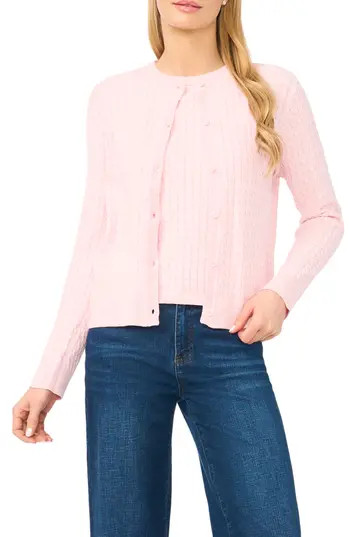 Halogen® Cable Stitch Cotton Cardigan in Potpourri at Nordstrom Rack, Size Xx-Large | Nordstrom Rack