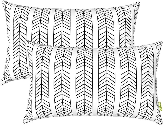 LVTXIII Set of 2 Patio Lumbar Pillows, 12”x20” Fade Resistant Outdoor Lumbar Pillow with Inne... | Amazon (US)
