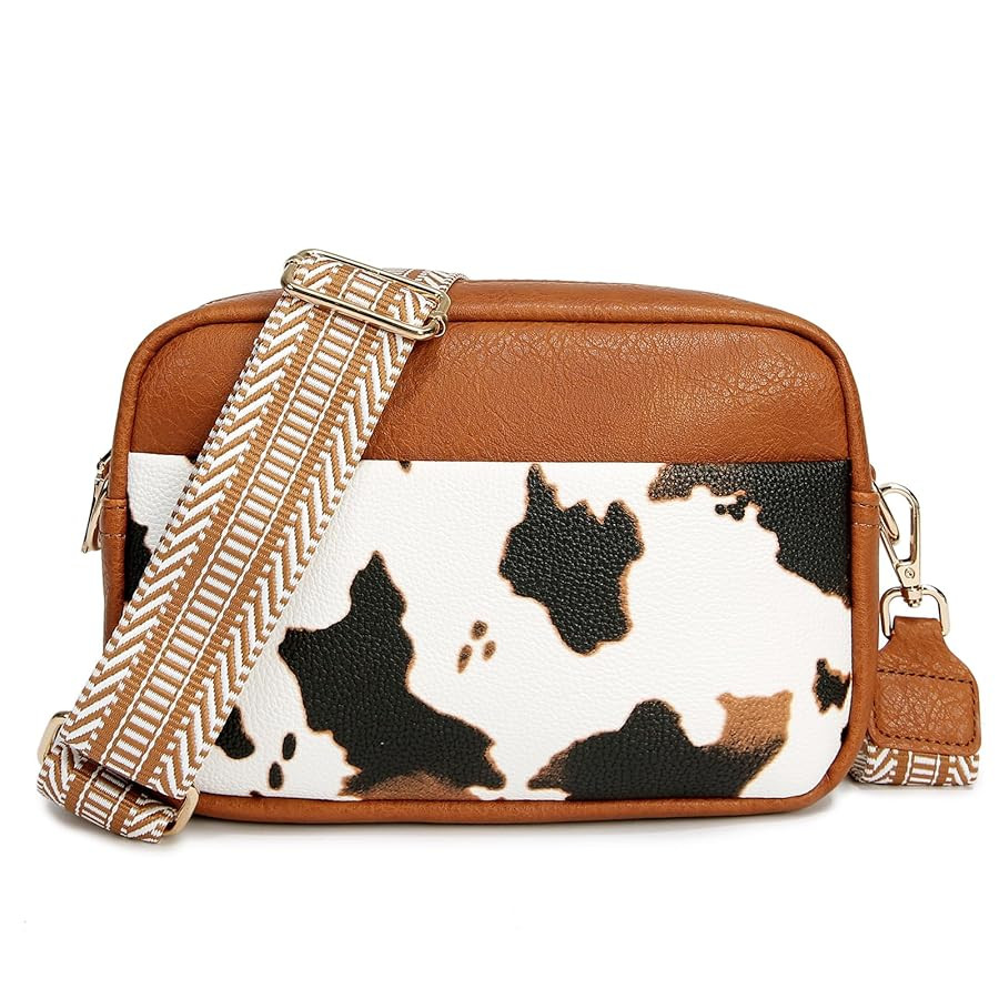 Small Crossbody Bag with Wide Guitar Strap Camera Purse Shoulder Handbag Satchel | Amazon (US)