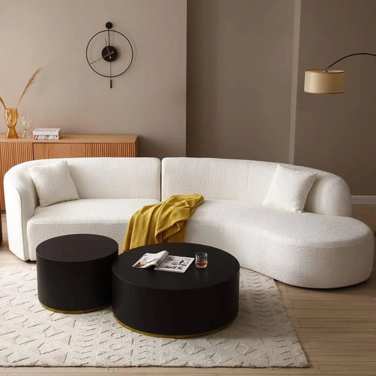 126.37" Boucle Upholstered Curved Sofa | Wayfair North America