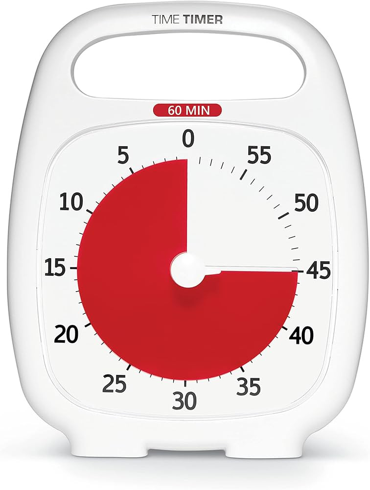 Time Timer PLUS 60 Minute Desk Visual Timer — Countdown Timer with Portable Handle for Classroo... | Amazon (US)