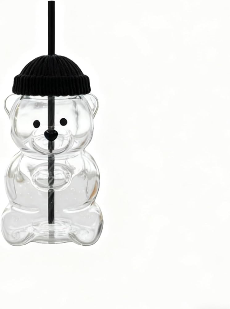 New Bear Straw Cup, Glass Bear Coffee Cup, Glass Cups, Cute Mugs, Coffee Beer Wine Cocktail Drink... | Amazon (US)