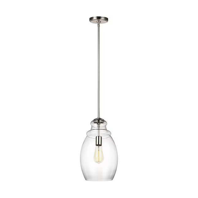 Generation Lighting Marino Satin Nickel Modern/Contemporary Clear Glass Bowl Mini Outdoor Hanging... | Lowe's