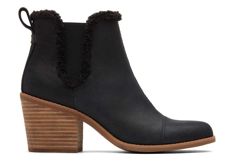 Everly Boot Black Leather Faux Shearling | TOMS | TOMS (US)