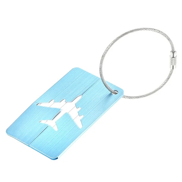 Uxcell 7.5x4.5cm Luggage Tags Aluminium Identifier Card Holder Brushed Light Blue | Walmart (US)