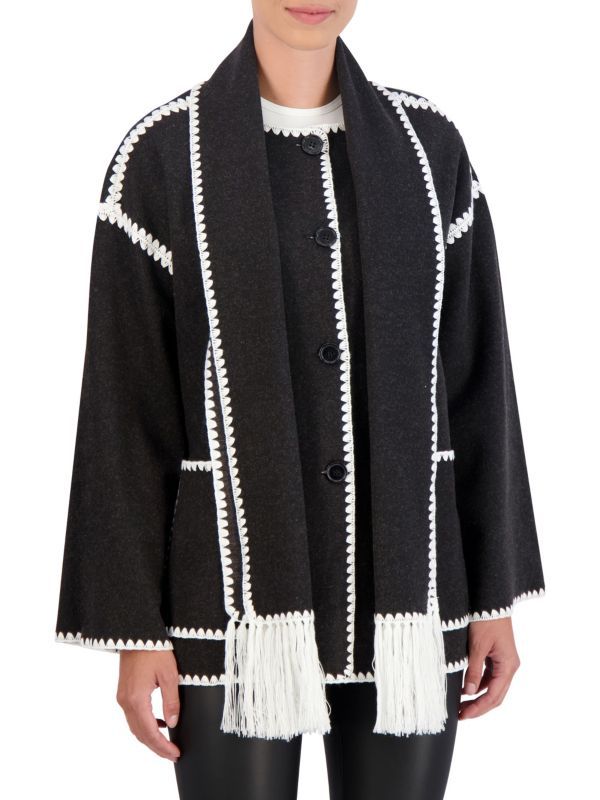 Ookie & Lala 2-Piece Whipstitch Scarf &amp; Jacket Set on SALE | Saks OFF 5TH | Saks Fifth Avenue OFF 5TH