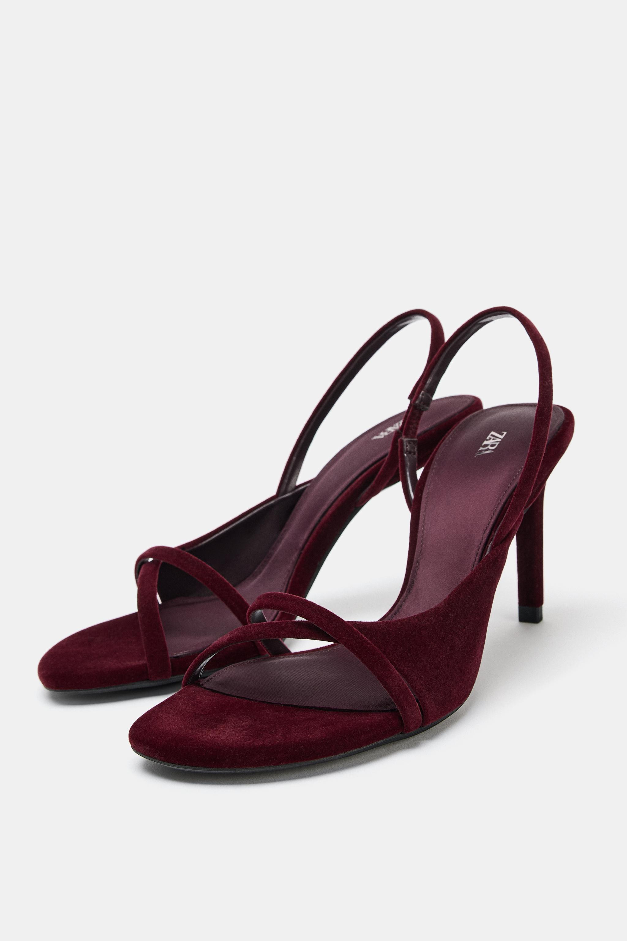 VELVET EFFECT HEELED SANDALS | Zara US