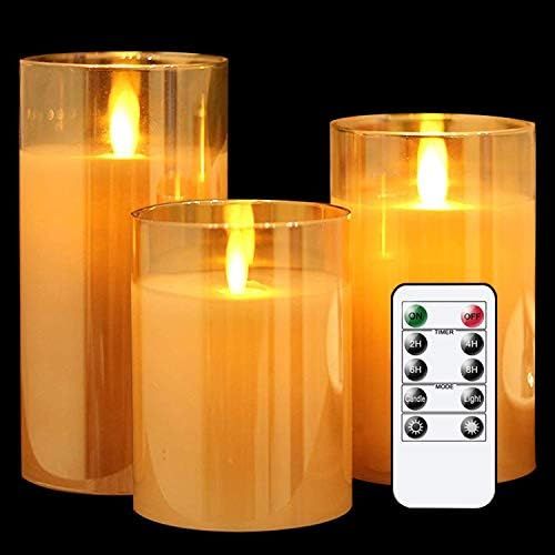 GenSwin LED Flameless Flickering Battery Operated Candles with Remote Timer, Real Wax Moving Wick Pi | Amazon (US)
