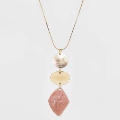 Shell Acrylic Pendant Necklace - A New Day™ Blush | Target