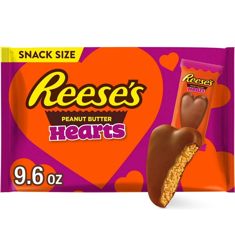 Reese's Milk Chocolate Snack Size Peanut Butter Hearts Valentine's Candy, Bag 9.6 oz | Walmart (US)
