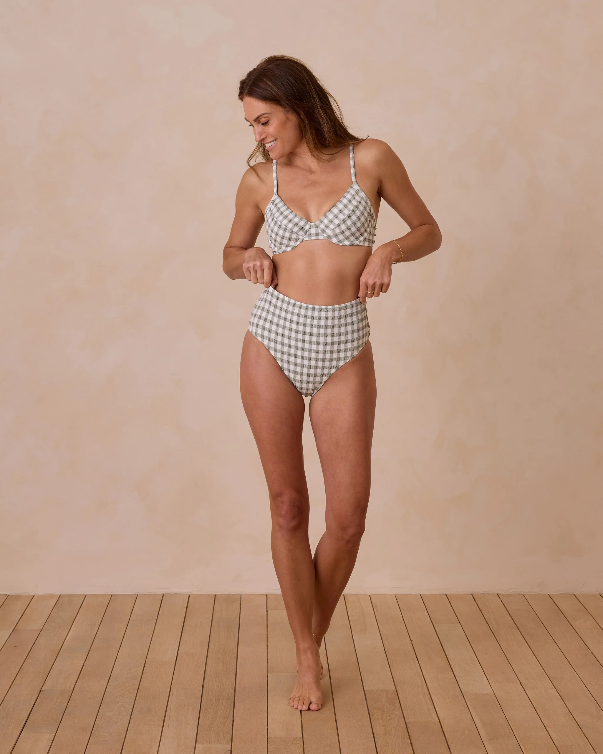 High Cut Bikini Bottom | Eucalyptus Check | Rylee + Cru