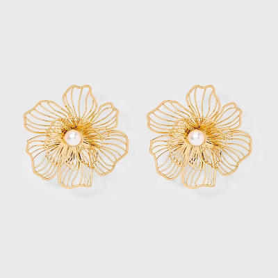 Floral Bloom Button Earrings - A New Day™ Gold | Target