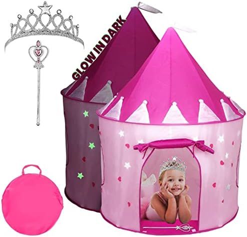 Kiddey Princess Castle Play Tent with Glow In The Dark Stars – Bonus Tiara and Wand - Indoor/Ou... | Amazon (US)