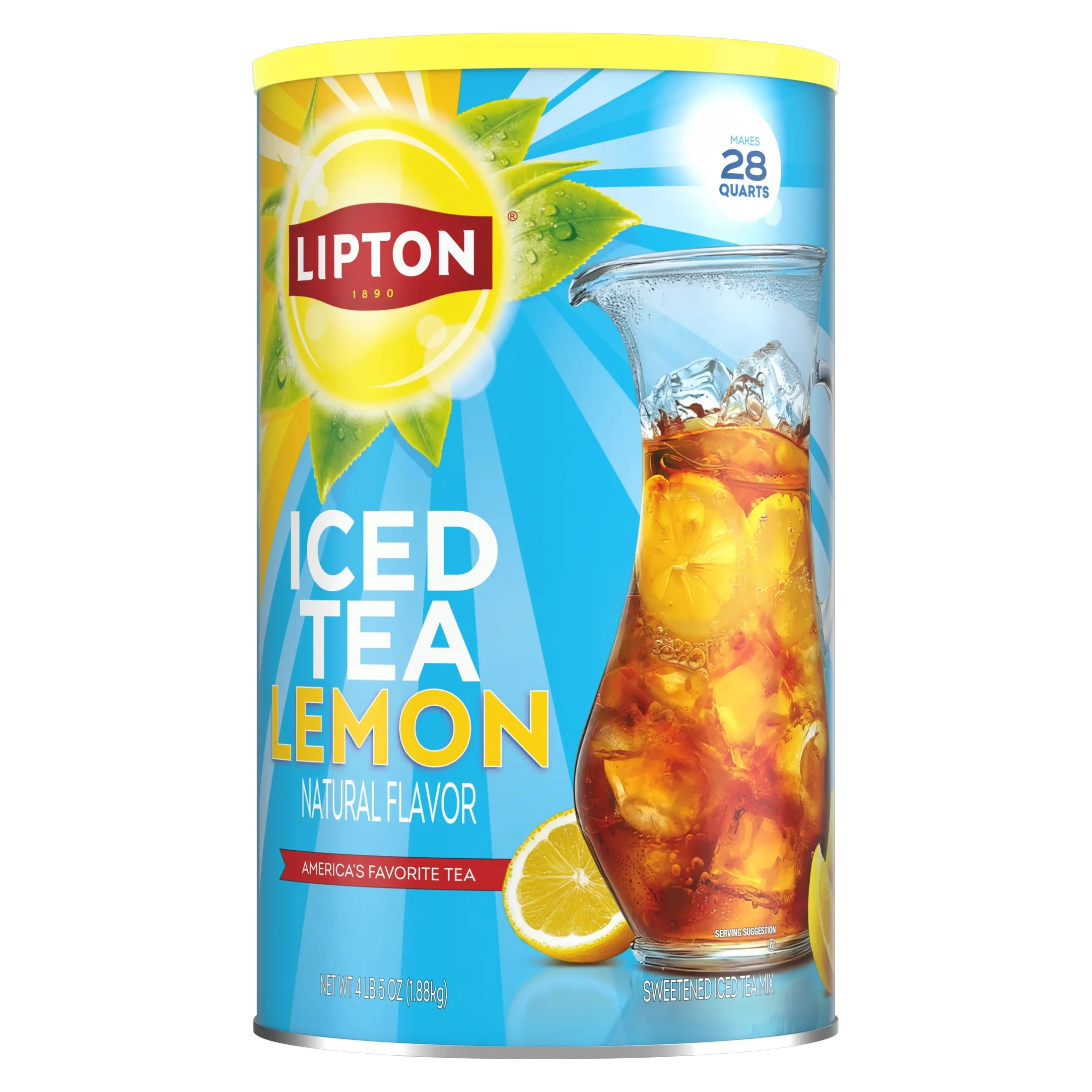 Lipton Lemon Iced Tea Mix, Caffeinated, Black Tea, 28 Quarts | Walmart (US)