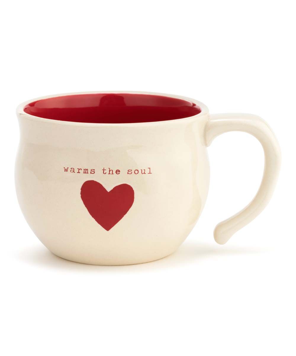 DEMDACO Mugs Off-White - Cream & Red 'Warms the Soul' Heart Mug | Zulily