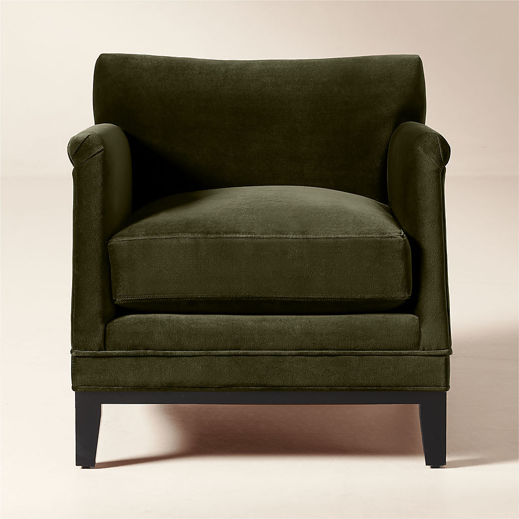 Olson Olive Green Velvet Accent Chair + Reviews | CB2 | CB2
