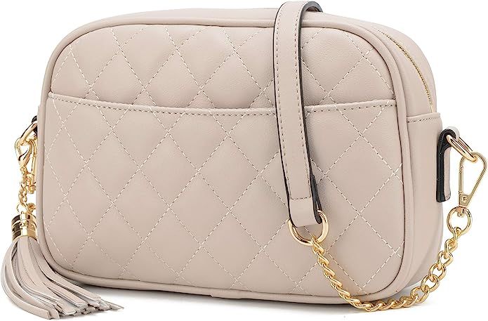 Lola Mae Quilted Crossbody Bag, Medium Lightweight Shoulder Purse Top Zipper Tassel Accent | Amazon (US)