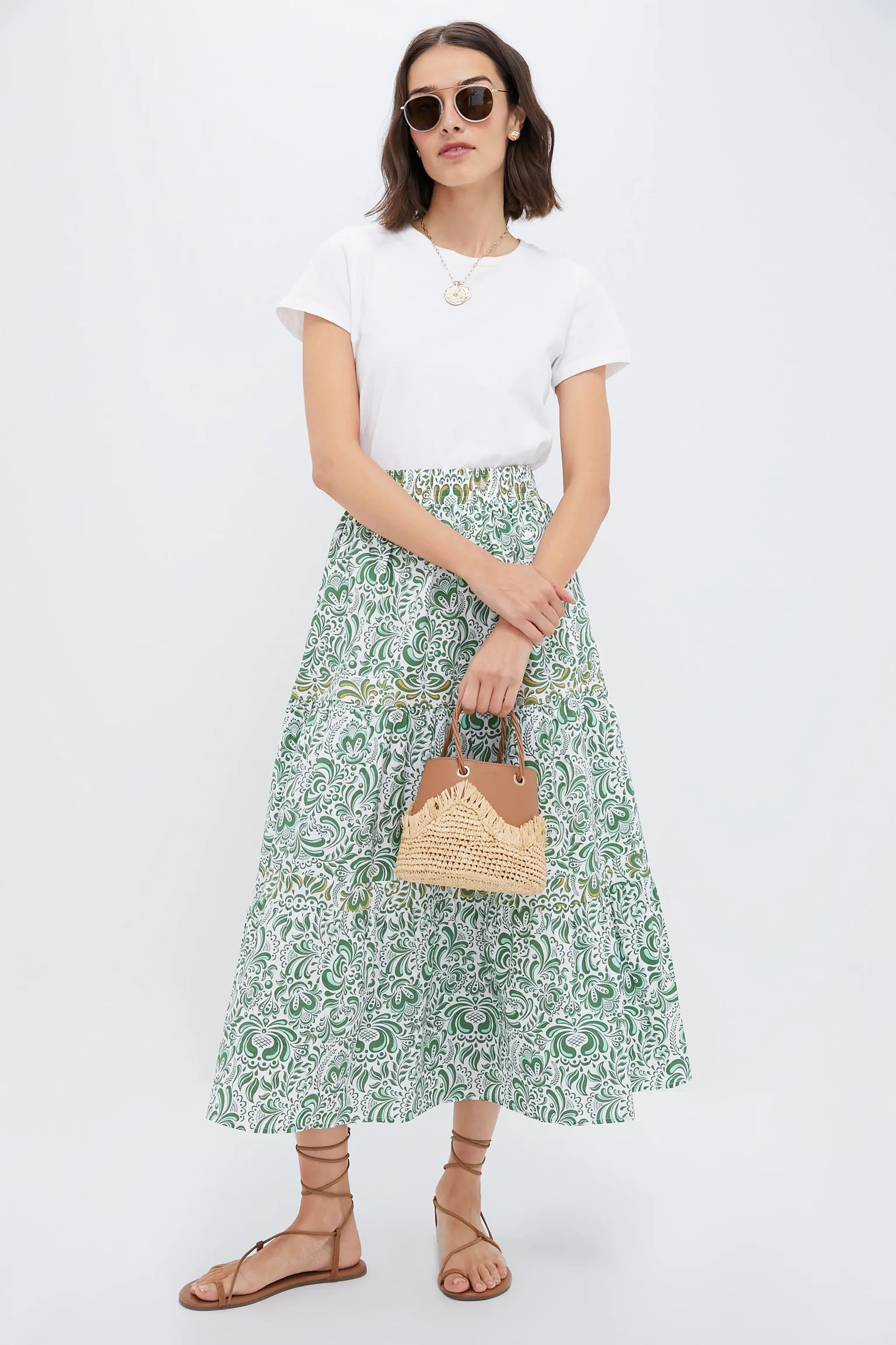 Green Floral Giada Maxi Skirt | Tuckernuck (US)