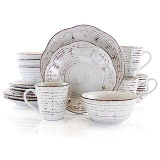 Rustic Birch 16-Piece Casual White Stoneware Dinnerware Set (Service for 4) | The Home Depot