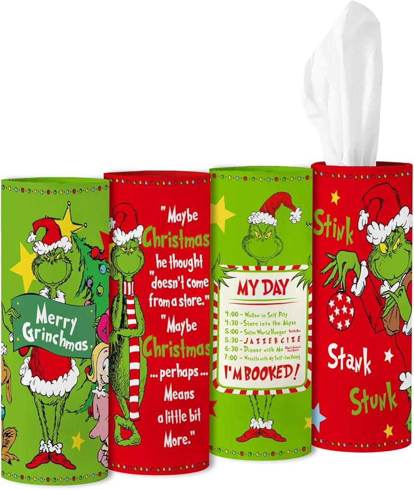 Funny Christmas Car Tissues Holder with Facial Tissues, 4 Pack Holiday Travel Tissue Tubes Box Co... | Amazon (US)