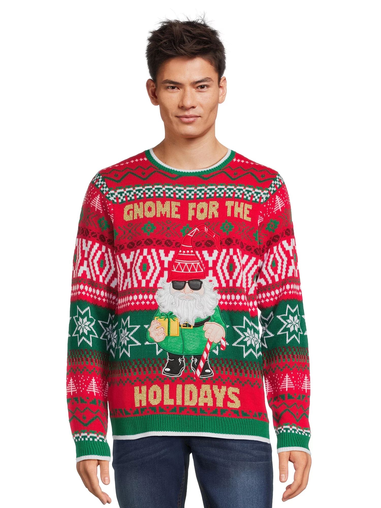 Holiday Time Men's Gnome Ugly Christmas Sweater with Long Sleeves | Walmart (US)