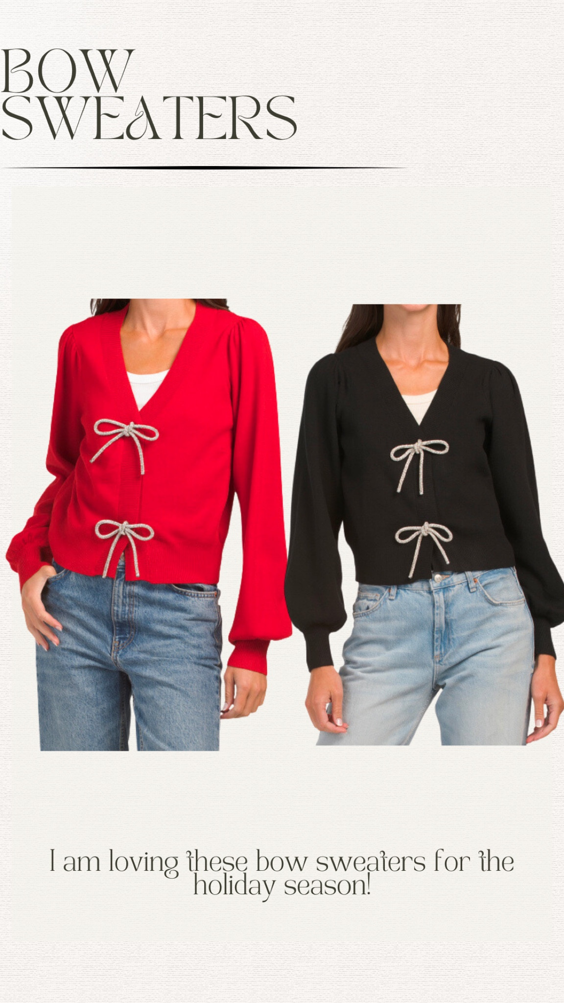 Love these bow sweaters for the holiday season! $under 25!!!!

#LTKFindsUnder50 #LTKSeasonal #LTKStyleTip