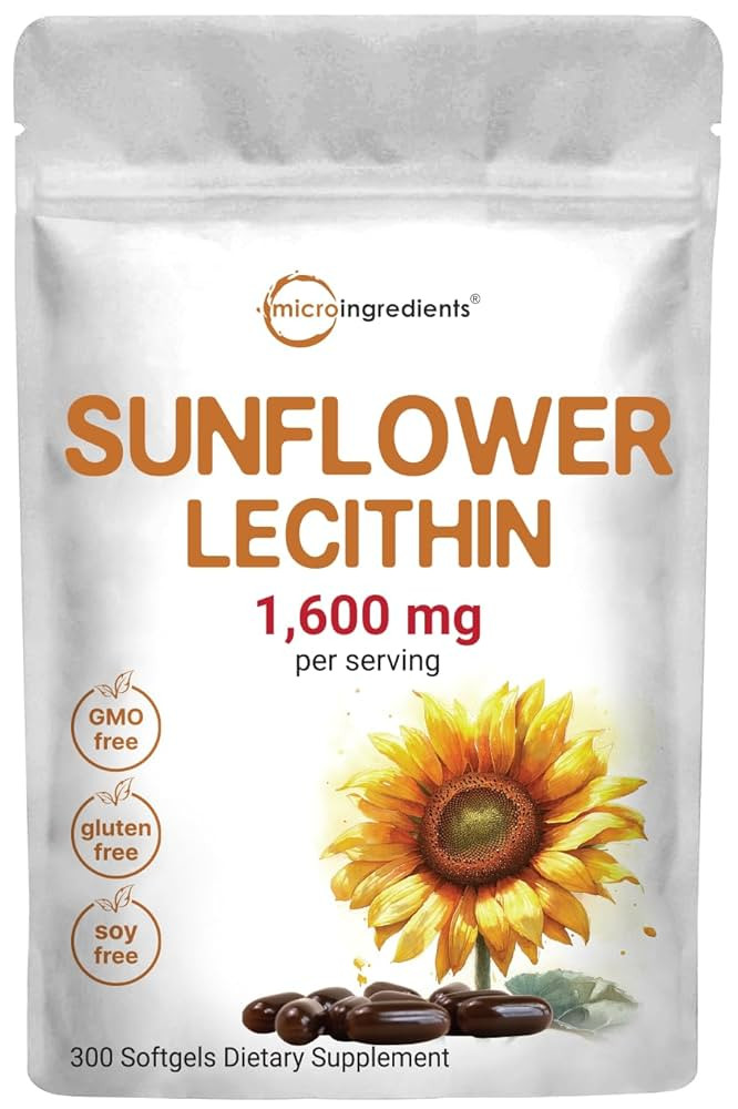 Micro Ingredients Sunflower Lecithin 1,600mg Per Serving, 300 Softgels | Sustainably Farmed Sourc... | Amazon (US)