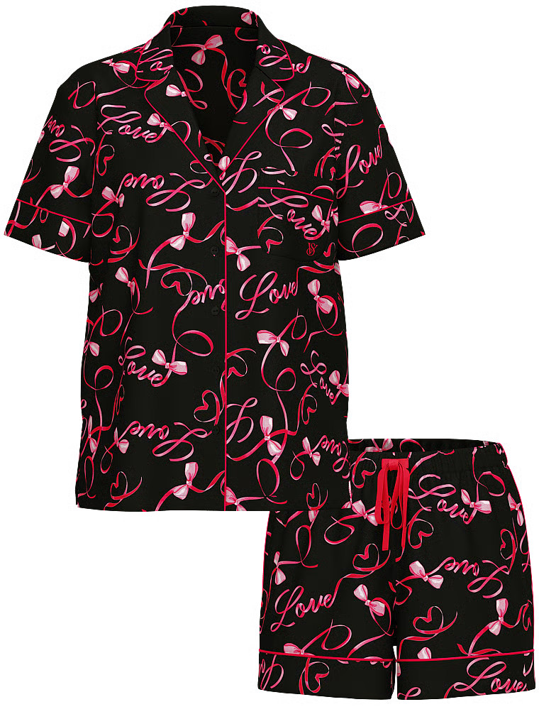 Buy Glazed Satin Short Pajama Set, COCONUT WHITE & LIPSTICK KISSES - Order Pajamas Sets online - ... | Victoria's Secret (US / CA )