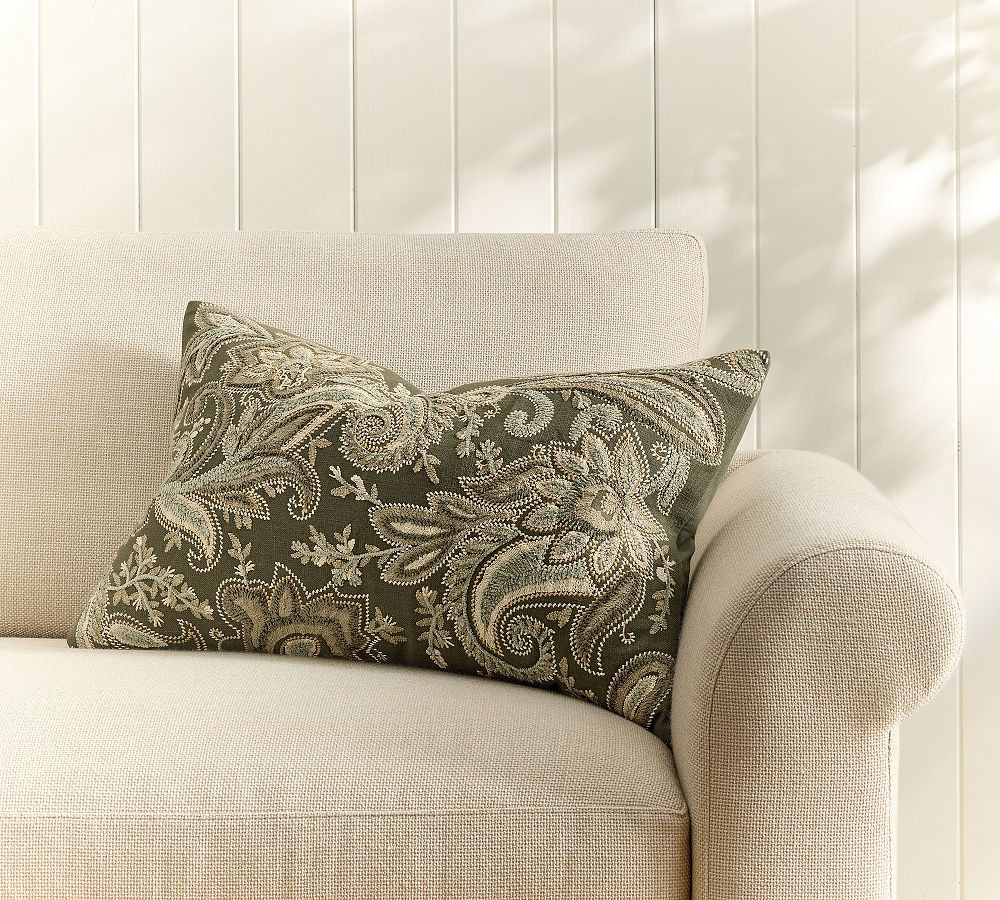 Francis Embroidered Lumbar Pillow Cover | Pottery Barn (US)