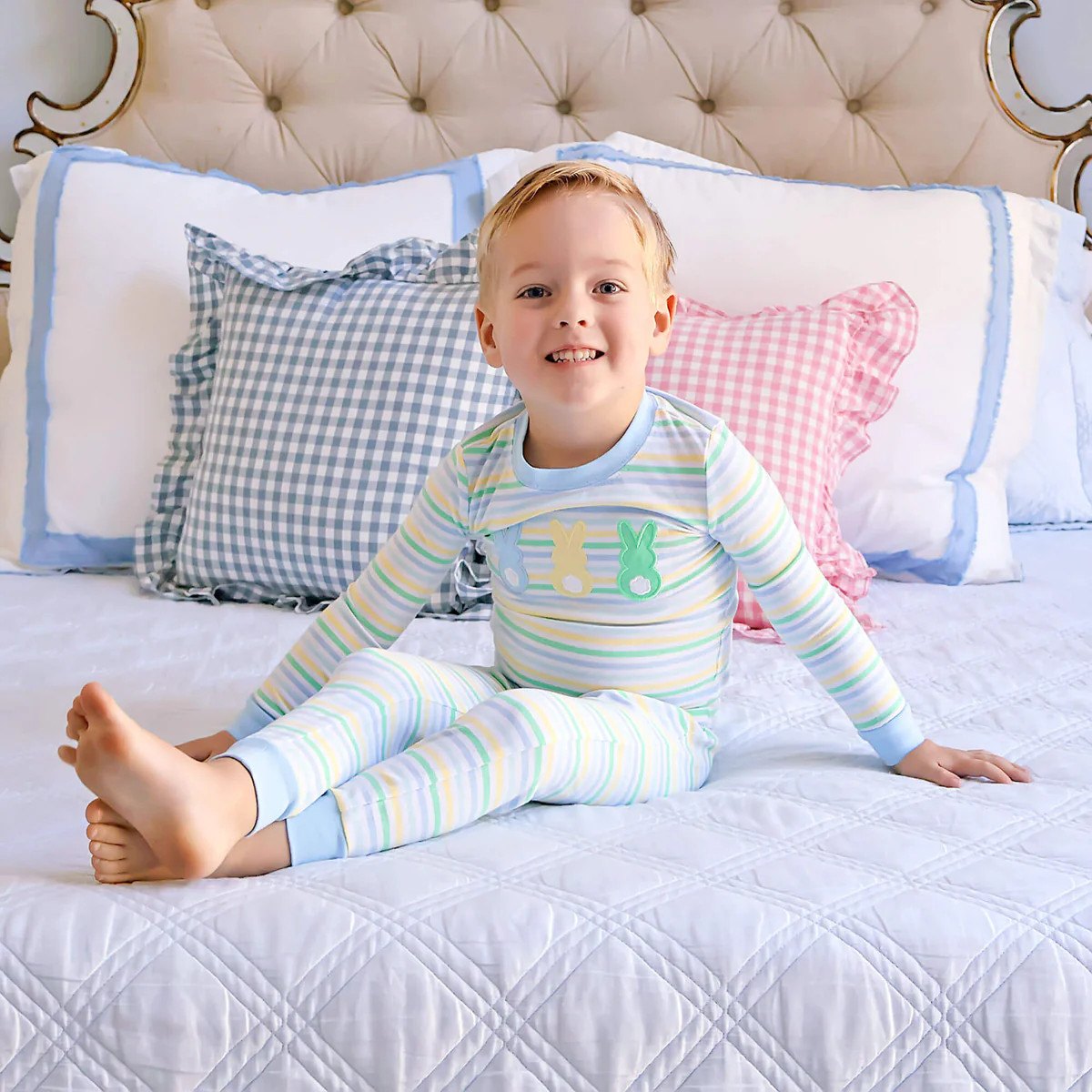 Peeps Pastel Blue Stripe Pajamas | Classic Whimsy