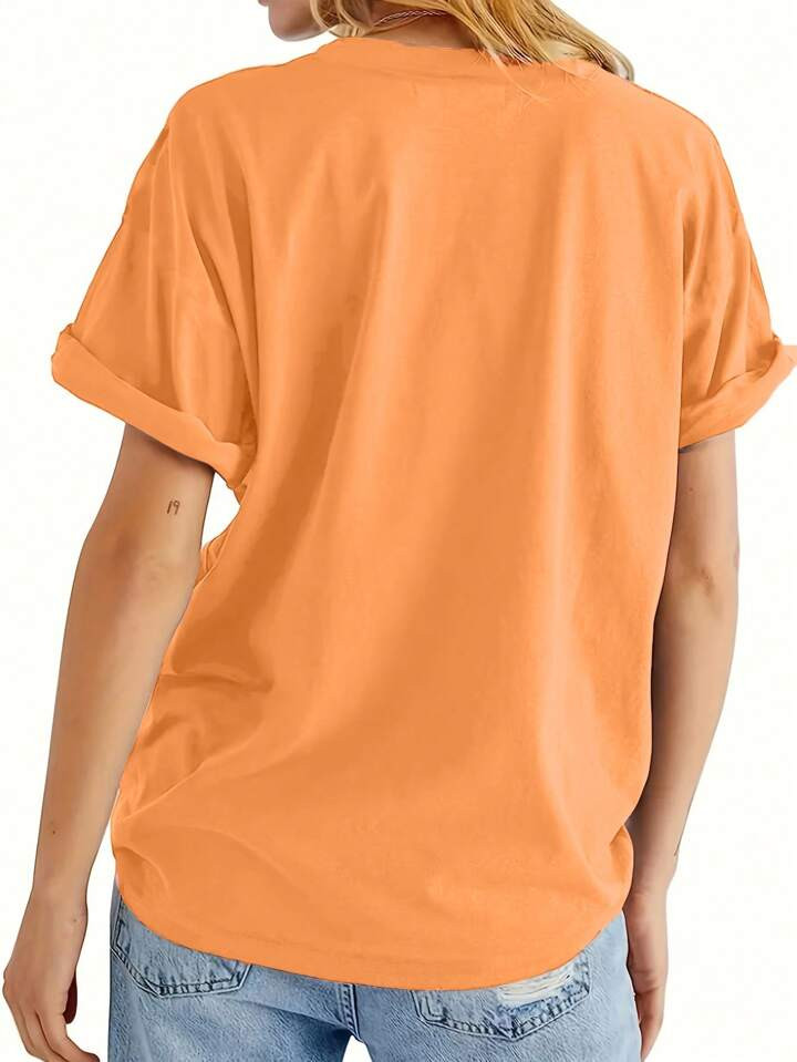 SHEIN Essnce Flower Checkered Pattern Drop Shoulder T-shirt | SHEIN