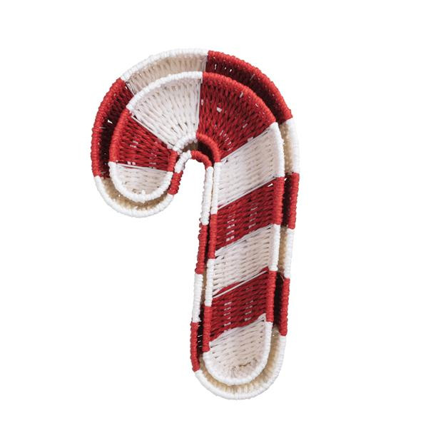 Candy Cane Woven Basket Set | Mud Pie