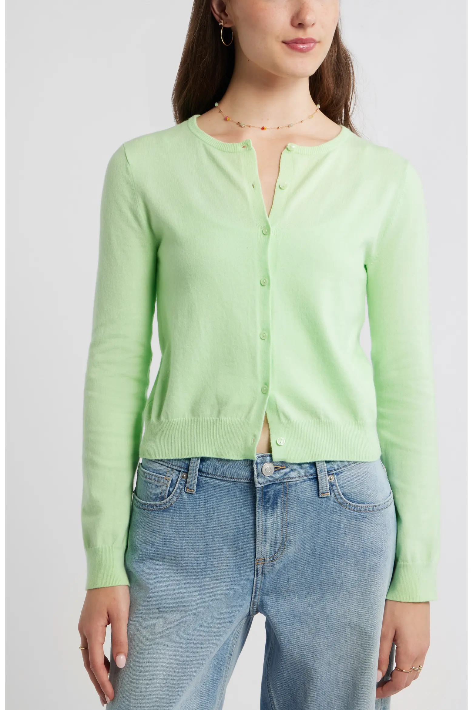 Crewneck Cotton Blend Cardigan (Women) | Nordstrom | Nordstrom
