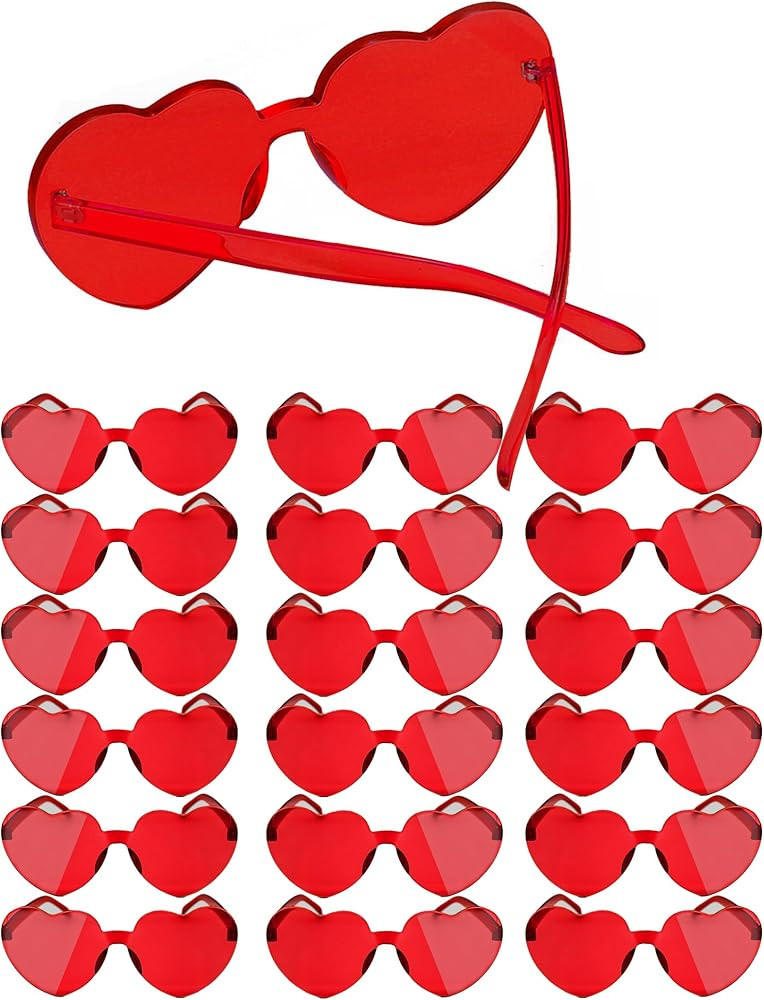 18 Pairs Heart Sunglasses Rimless Heart Shaped Sunglasses Pack Bulk Heart Sunglasses for Women Co... | Amazon (US)