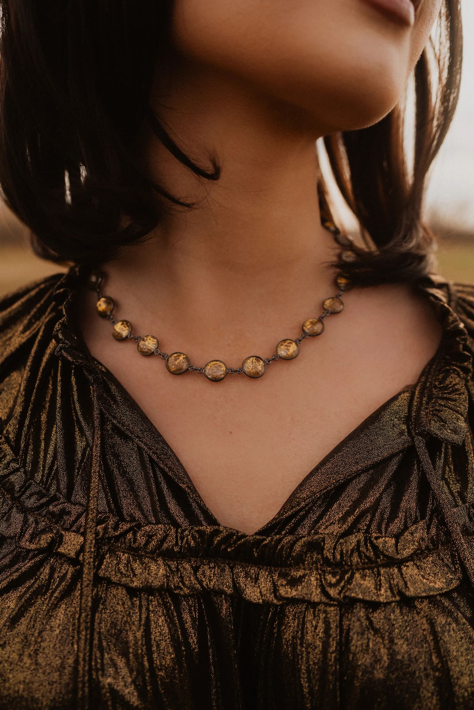 Russo Necklace | Golden Quartz | Goldie Lew Jewelry