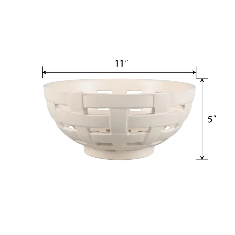 Better Homes & Gardens Ivory Woven Ceramic Decorative Bowl, 11 in | Walmart (US)