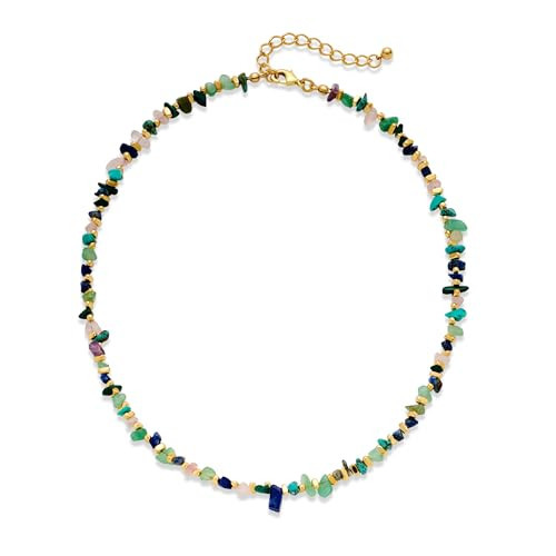 MYCUTEY Boho Beaded Stone Choker Necklace for Women - Dainty Beaded Statement Necklace with Adjustable Chain for Beach & Daily Wear Boho Sunmmer Beach Jewelry Gifts | Amazon (US)